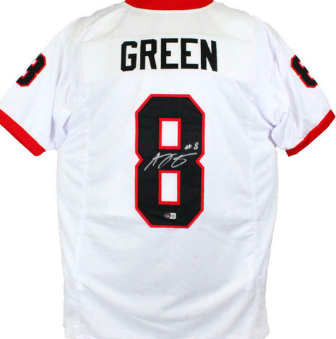 AJ Green Autographed White College Style Jersey- Beckett W Hologram *Silver