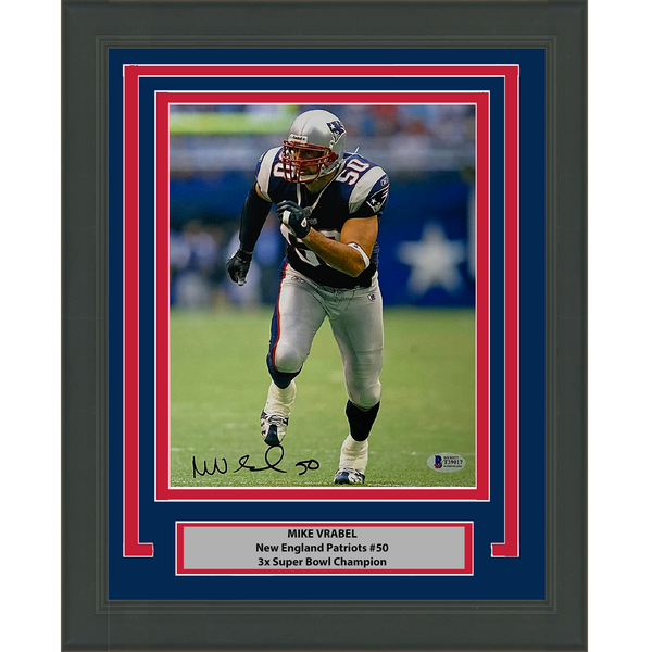 Framed Autographed/Signed Mike Vrabel New England Patriots 8x10 Photo BAS COA #2
