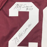 Framed Autographed/Signed Billy Sims 78 HT 33x42 Oklahoma Maroon Jersey JSA COA