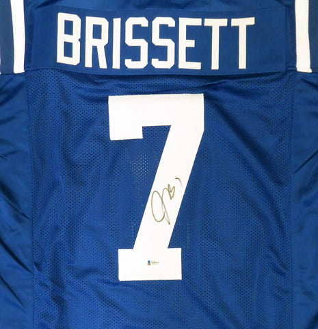 INDIANAPOLIS COLTS JACOBY BRISSETT AUTOGRAPHED BLUE JERSEY BECKETT BAS 159163
