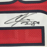 FRAMED Autographed/Signed ANDRE JOHNSON 33x42 Houston Red Jersey JSA COA Auto