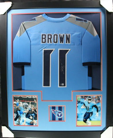 A.J. BROWN (Titans light blue TOWER) Signed Autographed Framed Jersey Beckett