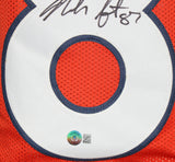 Noah Fant Autographed/Signed Pro Style Orange XL Jersey Beckett BAS 34694