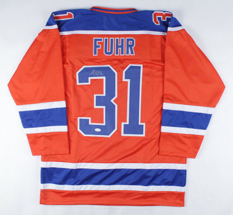 Grant Fuhr Signed Edmonton Oiler Jersey (JSA COA) 5xStanley Cup Champ Goaltender