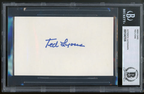 White Sox Ted Lyons Authentic Signed 3x5 Index Card Autographed BAS Slabbed