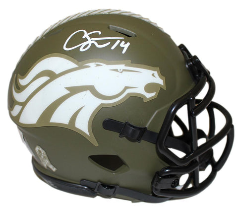Courtland Sutton Autographed Denver Broncos Salute Mini Helmet Beckett 38532