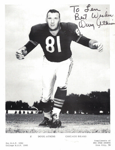 Doug Atkins Autographed/Signed Chicago Bears 8x10 Photo Personalized 36642