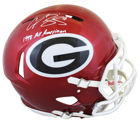 Georgia Champ Bailey "98 AA" Signed Flash Full Size Speed Proline Helmet BAS Wit