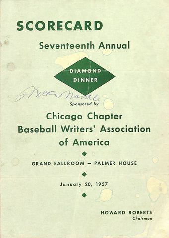 Yankees Mickey Mantle Signed Chicago Chapter BWAA Dinner Program JSA #Z42983