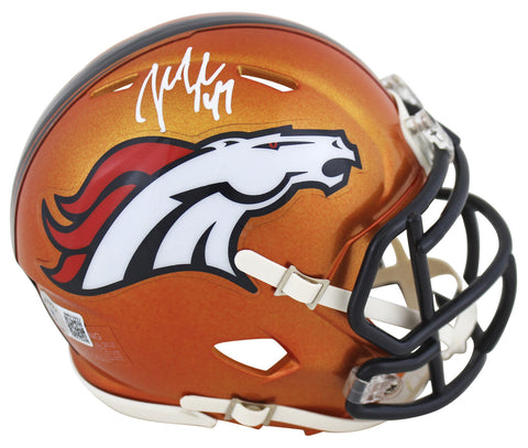 Broncos John Lynch Authentic Signed Flash Speed Mini Helmet BAS Witnessed