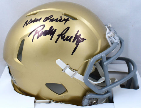 Rudy Ruettiger Signed Notre Dame Riddell Speed Mini Helmet W/Never Quit-BAW Holo