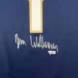 FRAMED Autographed/Signed ZION WILLIAMSON 33x42 Blue Nike Jersey Fanatics COA