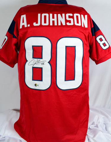 Andre Johnson Autographed Red Pro Style Jersey- Beckett W Hologram *Black