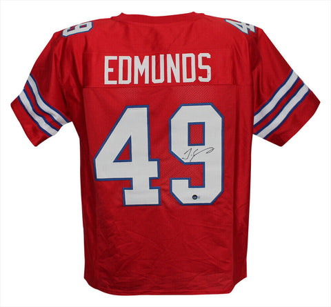 Tremaine Edmunds Autographed/Signed Pro Style Red XL Jersey Beckett 38412