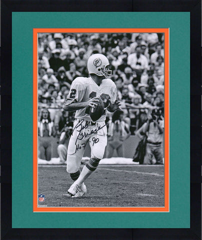 FRMD Bob Griese Dolphins Signed 16x20 Black & Wht Passing Photo w/"HOF 90"Inc