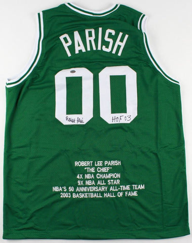 Robert Parish Signed Boston Celtics Career Stat Jersey (Schwartz) 4xNBA Champion