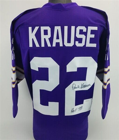 Paul Krause Signed Minnesota Vikings Jersey (TSE COA) 8xPro Bowl D.B./ 1998 HOF