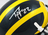 Ty Law Autographed Michigan Schutt Mini Helmet-Beckett W Hologram *Silver