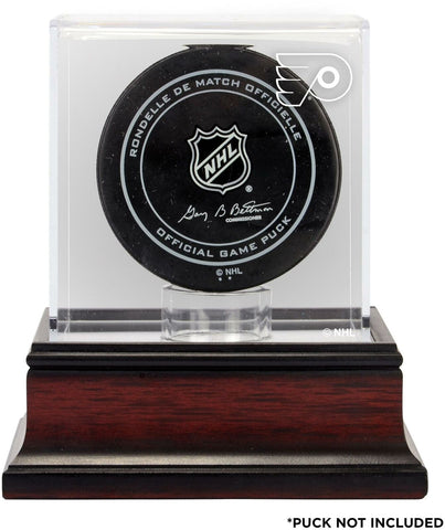Philadelphia Flyers Mahogany Hockey Puck Logo Display Case
