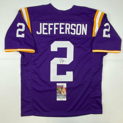 Autographed/Signed Justin Jefferson LSU Purple College Football Jersey JSA COA