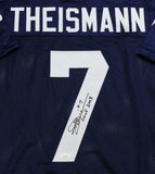 Joe Theismann Autographed Navy Blue College Style Jersey w/ Insc - JSA Auth *7