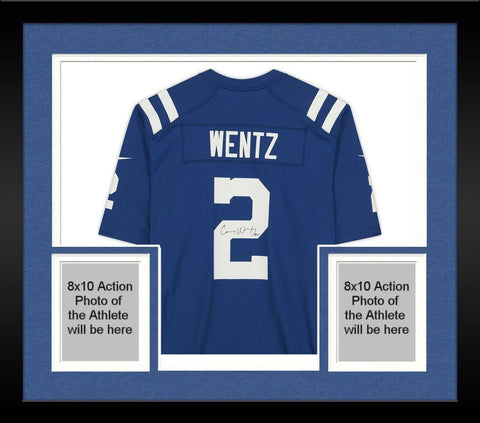 Framed Carson Wentz Indianapolis Colts Autographed Blue Nike Game Jersey