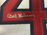 FRAMED Autographed/Signed BOB GIBSON 33x42 St. Louis White Jersey JSA COA Auto