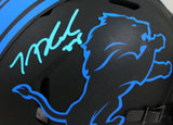 TJ Hockenson Signed Detroit Lions Eclipse Speed Mini Helmet- Beckett W Holo*Blue