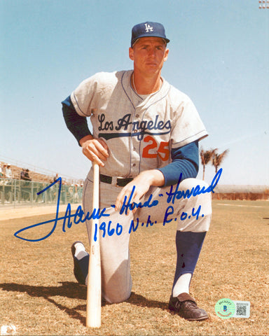 Dodgers Frank Howard "1960 N.L. ROY" Signed 8x10 Vertical Kneeling Photo BAS