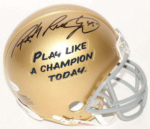 Rudy Ruettiger Signed Notre Dame "Play Like A Champion Today "Mini-Helmet (JSA)