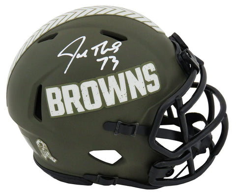 Joe Thomas Signed Browns Salute to Service Riddell Speed Mini Helmet - (SS COA)