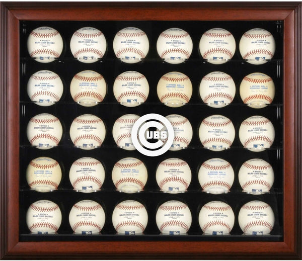 Cubs Logo Mahogany Framed 30-Ball Display Case - Fanatics