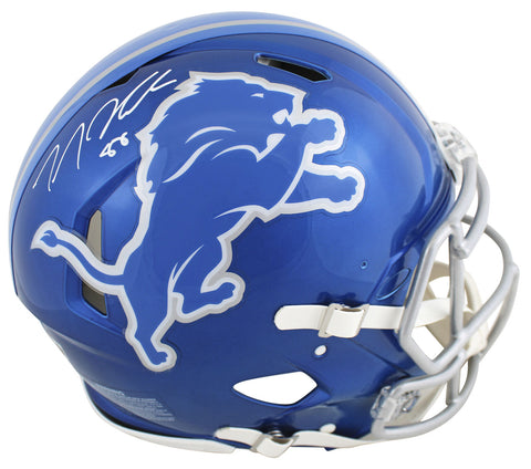 Lions T.J. Hockenson Signed Flash Full Size Speed Proline Helmet BAS Witnessed