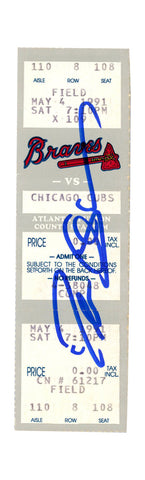 Deion Sanders Signed Atlanta Braves 5/4/1991 vs Cubs Full Ticket BAS 37256