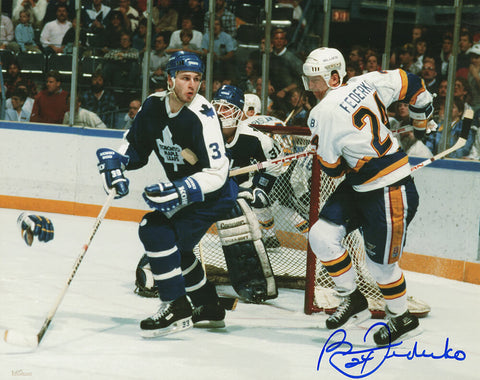 Bernie Federko Signed St Louis Blues Action vs Maple Leafs 8x10 Photo - (SS COA)
