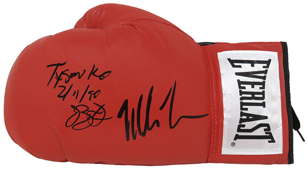 Mike Tyson, James Buster Douglas Signed Red Everlast Boxing Glove w/Tyson KO- SS