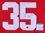 Jimmy Howard Signed Red Wings Jersey (Beckett COA) Detroit 3xAll Star Goaltender