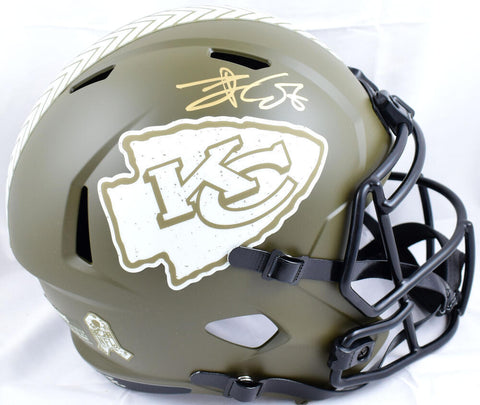 Travis Kelce Signed Chiefs F/S Salute to Service Speed Helmet-Beckett W Hologram