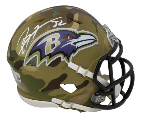 Ray Lewis Signed Baltimore Ravens Mini Speed Replica Camo Helmet BAS ITP