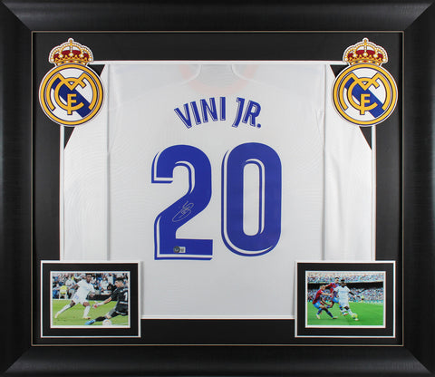 Real Madrid Vincius Vini Jr. Authentic Signed White Adidas Framed Jersey BAS