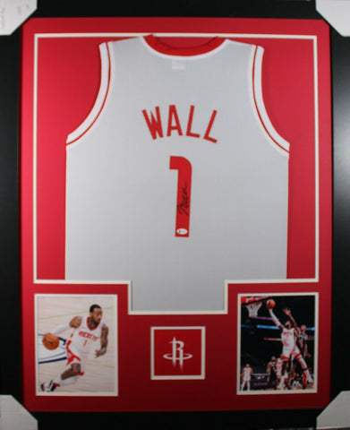 JOHN WALL (Rockets white TOWER) Signed Autographed Framed Jersey Beckett