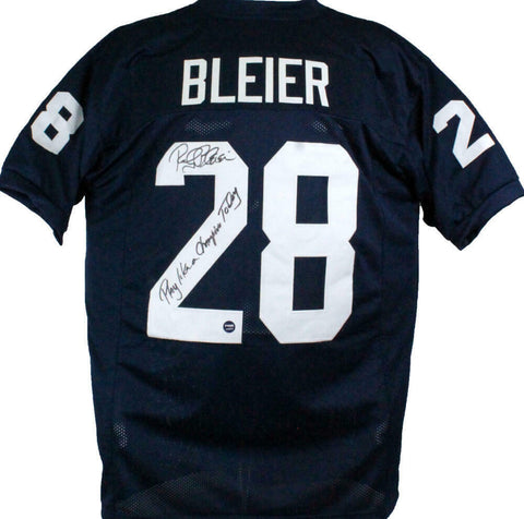 Rocky Bleier Autographed Blue College Style Jersey w/Play Like A Champ-Pova