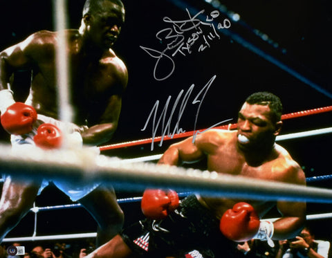 Buster Douglas Mike Tyson Signed 16x20 v. Tyson KO Photo w/Tyson KO - Beckett W