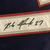 Framed Autographed/Signed Rob Gronkowski 33x42 New England Blue Jersey BAS COA