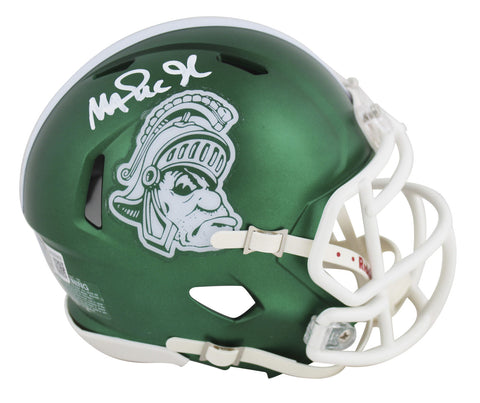 Michigan State Magic Johnson Signed Green Sparty Speed Mini Helmet BAS Witnessed