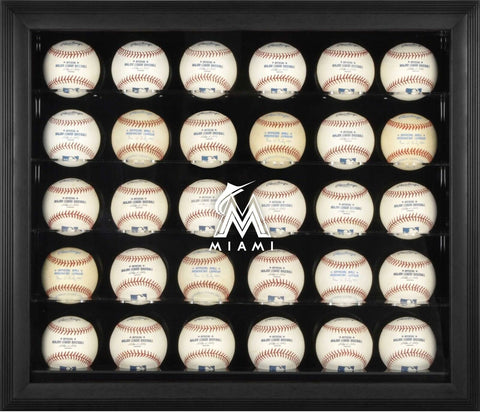 Miami Marlins Logo Black Framed 30-Ball Display Case - Fanatics