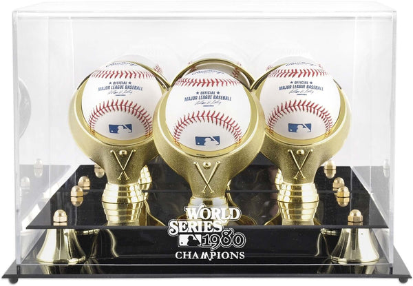 Phillies 1980 WS Champs Golden Classic Baseball Logo Display Case