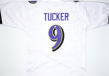 Justin Tucker Autographed White Pro Style Jersey - Beckett W Hologram *Silver