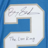 FRMD Barry Sanders Det Lions Signd Mitchell&Ness Blue Rep Jersey w/"Lion King"