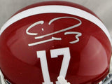 Calvin Ridley Autographed Alabama Crimson Tide Mini Helmet- Beckett Auth *Silver